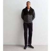 Men's Jack & Jones Indigo Colour Block Fleece Jacket New Look