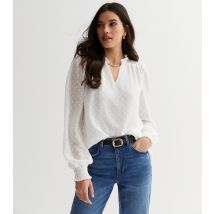 Women's White Embroidered Chiffon V Neck Blouse Gini London New Look