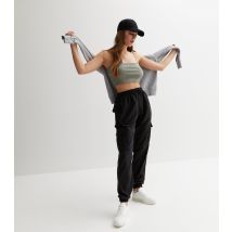 Women's Black Cuffed Parachute Cargo Trousers Urban Bliss New Look