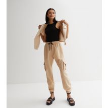 Women's Stone Cuffed Parachute Cargo Trousers Urban Bliss New Look