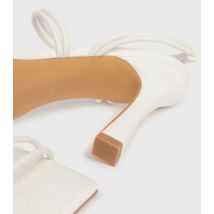 London Rebel White Leather-Look Strappy Block Heel Sandals New Look