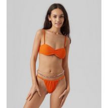 Vero Moda Orange Ribbed Tie Back Bikini Top New Look