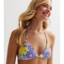 Noisy May Purple Floral Triangle Bikini Top New Look