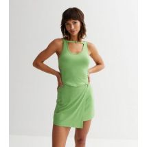 NEON & NYLON Light Green Check Mini Wrap Skirt New Look