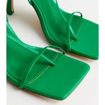 Public Desire Green Strappy Mid Stiletto Heel Sandals New Look