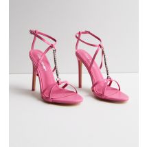 Women's Pink Diamanté Strappy Stiletto Heel Sandals Public Desire New Look