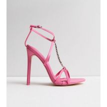 Public Desire Pink Diamanté Strappy Stiletto Heel Sandals New Look