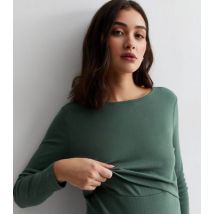 Mamalicious Maternity Light Green Ribbed Long Sleeve Midi Dress New Look