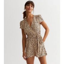 Gini London Cream Animal Print Belted Playsuit New Look