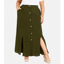 Women's Plus Size Khaki Button Front Maxi Skirt Curves Evans New Look