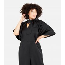 Women's Plus Size Black Tie Neck Jumpsuit Curves Evans New Look