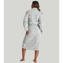 Loungeable Light Grey Houndstooth Fleece Dressing Gown New Look