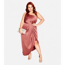 City Chic Curves Rust Satin One Shoulder Maxi Dress New Look