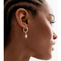 Silver Plated Faux Pearl Drop Hoop Earrings New Look