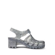 JUJU Silver Glitter Chunky Jelly Heel Sandals New Look