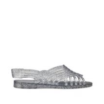 JUJU Silver Glitter Jelly Plaited Slingback Sandals New Look
