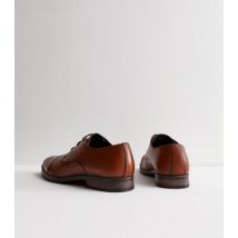 Men's Jack & Jones Dark Brown Leather Oxford Shoes New Look