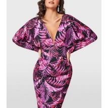 Goddiva Purple Tropical Print Midi Dress New Look