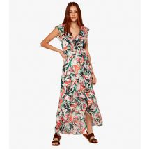 Women's Off White Palm Leaf Wrap Midi Dress Apricot New Look