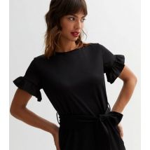 Cutie London Black Short Frill Sleeve Mini Dress New Look