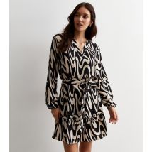 Women's Black Swirl Print Belted Mini Dress JDY New Look