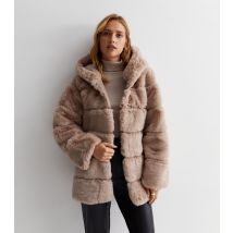 Women's Brown Faux Fur Hooded Coat Gini London New Look