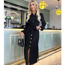 Women's Black Belted Midi Shirt Dress AX Paris New Look