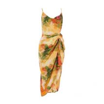 QUIZ Multicoloured Marble Print Ruched Midi Dress New Look