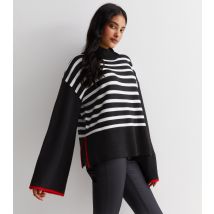 Women's Black Knit Stripe Wide Sleeve Jumper Sunshine Soul New Look