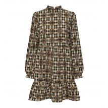 Women's Brown Check Print Long Sleeve Tiered Mini Dress ONLY New Look
