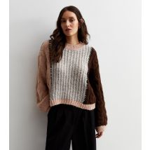 Women's Black Colour Block Knit Jumper ONLY New Look