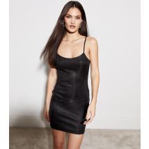 Women's Black Glitter Strappy Mini Dress Pink Vanilla New Look