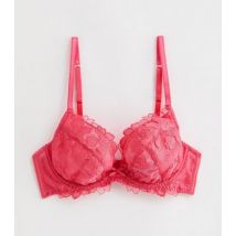 Coral Floral Embroidered Non Padded Bra New Look