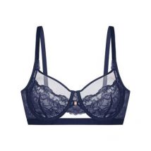 Dorina Curves Blue Floral Lace Mesh Underwired Bra New Look