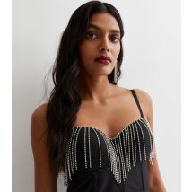 Women's Diamanté Trim Corset Crop Top Cameo Rose New Look