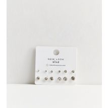 6 Pack Silver Mixed Diamanté Stud Earrings New Look