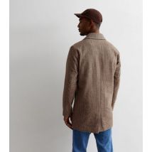 Men's Jack & Jones Stone Wool Blend Check Coat New Look