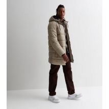 Men's Only & Sons Khaki Hooded Puffer Coat New Look