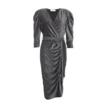 QUIZ Dark Grey Glitter Ruched Midi Dress New Look