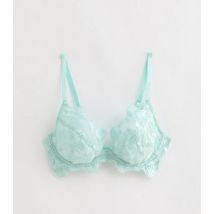 Mint Green Floral Embroidered Non Padded Bra New Look