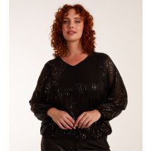 Women's Curve Black Sequin Batwing Blouse Blue Vanilla New Look