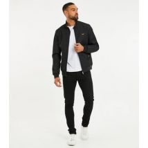 Men's Threadbare Black Zip Up High Neck Embroidered Jacket New Look