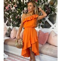 Women's Bright Orange One Shoulder Midi Dress AX Paris New Look