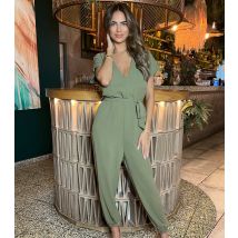 Women's Khaki Short Sleeve Jumpsuit AX Paris New Look