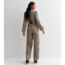 Urban Bliss Off White Animal Print Wide Leg Jumpsuit New Look