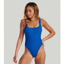 Women's Bright Blue Textured Crinkle Swimsuit South Beach New Look