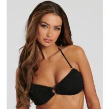 Women's Black Crinkle Bandeau Bikini Top South Beach New Look