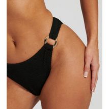 South Beach Black Textured Crinkle High Waist Bikini Bottoms New Look