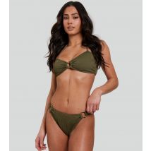 Women's Khaki Textured Crinkle High Waist Bikini Bottoms South Beach New Look