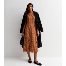 Cutie London Rust Spot Short Sleeve Split Hem Midi Dress New Look